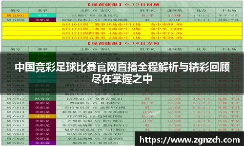 中国竞彩足球比赛官网直播全程解析与精彩回顾尽在掌握之中